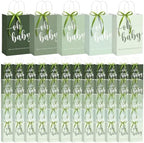 Gersoniel 50 Packs Baby Shower Gifts Bags Bulk 5.91 x 3.15 x 8.27 Inches Baby Shower Favor Bags with Handle Ribbon Thank You Gift for Party Favor for Guests Gifts Gender Reveal (Green) by Gersoniel