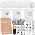 Bibs Bodysuits Baby Shower Game Sign Set Newborn Onesies Feeder Gift Fabric Marker Stencils Kit by Aisharery