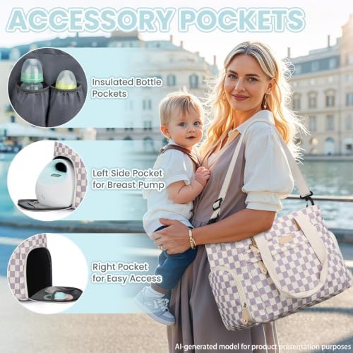Pritent Baby Diaper Bag Tote,Waterproof Maternity Breast Pump Bags for Mom - Image 3
