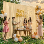 40x10ft Champagne Backdrop Curtain Panels for Parties - Wrinkle Free Polyester Photo Curtain Backdrop Wedding Back Drop Fabric Drapes for Party Decorations Background for Photography - Image 6