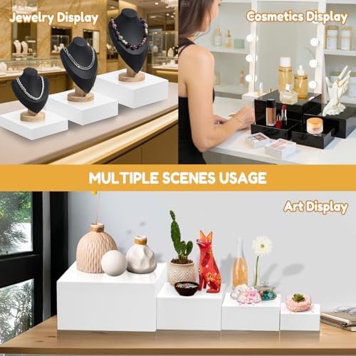 10 Pcs Large Acrylic Buffet Risers, Black Food Display Stands for Buffet, Dessert Table, Jewelry, and Catering, Stackable Food Risers with Hollow Bottoms, Nesting Cube Box (12"-11"-10"-9"-8"-7"-6"-5") - Image 4