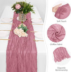 25 Pack Dusty Rose Cheesecloth Table Runner 17 x 108 Inch Gauze Table Runner Fabric Semi Sheer Cheese Cloth Table Decor Bulk for Rustic Romantic Wedding Baby Shower Table Decoration - Image 5