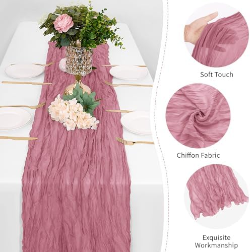 25 Pack Dusty Rose Cheesecloth Table Runner 17 x 108 Inch Gauze Table Runner Fabric Semi Sheer Cheese Cloth Table Decor Bulk for Rustic Romantic Wedding Baby Shower Table Decoration - Image 5