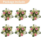 NUPTIO Flower Wreath for Table Centerpieces: 9.05 Inch Small Pink & White Candle Rings for Wedding Party Christmas Decorations - Rose Wreaths for Spring Summer Front Door Porch Decor 6 Pcs - Image 6
