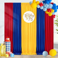 Party Backdrop Curtain 15ftx10ft - Red Yellow Blue Satin Drapes by SoarDream