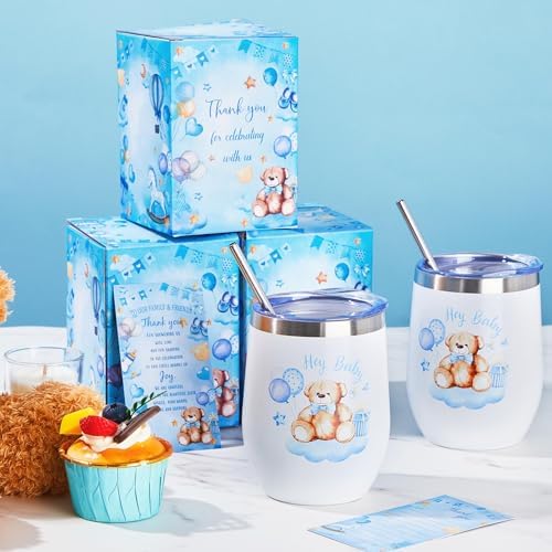 Hoolerry 6 Set Baby Shower Cups, 12oz Stainless Steel Tumbler, Blue Bear - Image 5