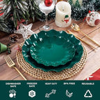 LIYH 50 Pcs Christmas Plastic Plates - Green Scalloped Plates Unbreakable - Image 2