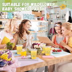 100 Pack Wildflower Plastic Cups, 12 oz Floral Party Decorations - Image 5