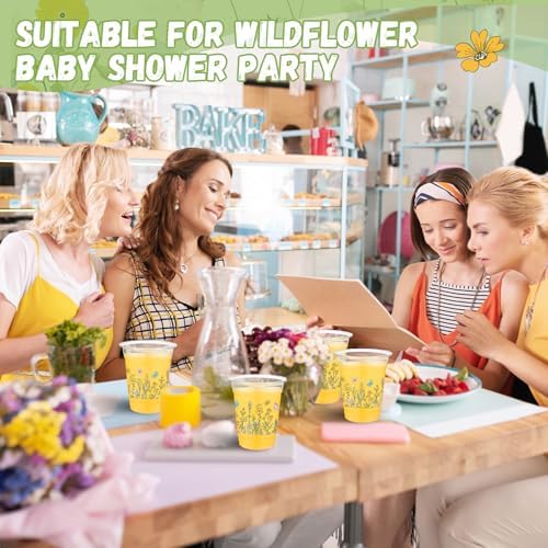 100 Pack Wildflower Plastic Cups, 12 oz Floral Party Decorations - Image 5