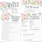Hadley Designs 25 Floral Who Knows Mommy Best, Baby Prediction And Advice Cards, 25 Trivia Game, Find The Guest-4 Double Sided Cards Ideas, Party Supplies, Sprinkle Games for Baby Shower by HadleyDesigns