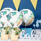 Baquler 12 Sets Baby Shower Hot Air Balloon Table Centerpieces DIY Paper Lanterns Around the World Decorations Globe World Map Paper Lantern for Wedding Birthday Earth Classroom Travel Themed Party - Image 6