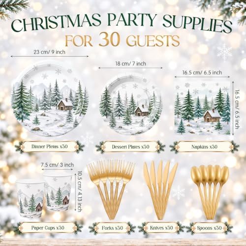 Honeydak 210 Pcs Christmas Tree Paper Plates Napkins Party Supplies - Image 3