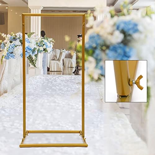 1.6*3.3FT Wedding Arch Stand for Ceremony Gold Square Modern Metal Balloon Arch Stand Kit Garden Floral Arch Frame Background for Anniversary Birthday Party Decoration Home Garden Outdoor Lawn Decor - Image 4