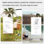 Large Wedding Welcome Sign Stand, Welcome to our Wedding With Stand, Adjustable Height (78", 64", 50") - Gold Hanging Sign Holder with Design Bundle, Ground Stakes & Storage Bag - wedding sign stand adjustable - Image 3