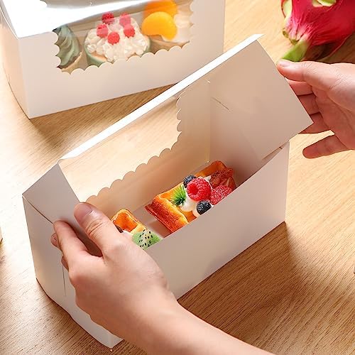 Ireer 60 Pcs 8x4x4 Inch Bakery Boxes with Window for Bread Cookie, White - Image 5