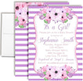 Custom Baby Shower Invites Pink and Purple Flower Baby Shower Invitation 20 5x7 Custom Personalized Floral Shower Invites With Envelopes - Unique Pink and Purple Floral Theme by AmandaCreation
