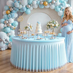 Baby Blue Tulle Tablecloths 60 Inch Spandex Table Cloths for Round Tables - Image 2
