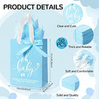 PerKoop 50 Pack Baby Shower Bags with Handle, Tissue Paper, Blue - Image 2