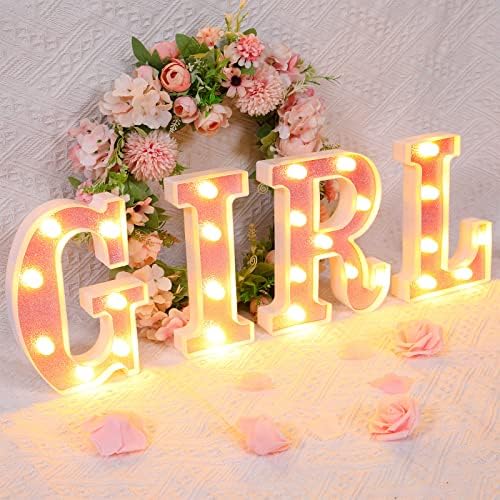 8 Pcs Baby Shower Pink LED Letters for Girl Party Decor, 8.7 Inch - Image 2