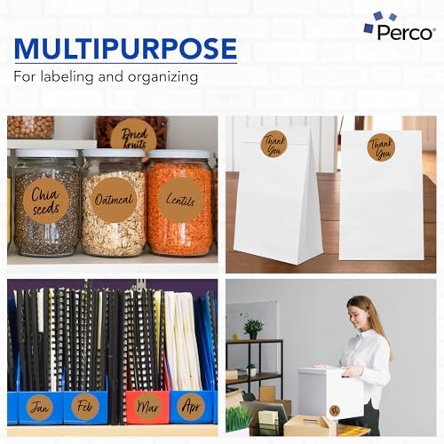 Perco Kraft Brown Perforated Round Circle Dot Sticker 3-Inch Labels — 10 Rolls, 5,000 Stickers - Natural Rustic Labels for Handmade Products, Thank You Stickers & Packaging - Made in USA - Image 3