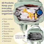 RUVALINO Diaper Bag Backpack-Multifunction Baby Travel Bag with Changing pad, Insulated Bottle Holders & Pacifier Case, Large Capacity, Waterproof, Mint Green - Image 4