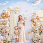 Beige Large Bows Backdrop Giant Bows Birthday Party Decorations Large Giant Bow Decor, Cream Giant Satin Bow Decoration for Wedding Baby Shower Birthday Photo Booth 47"x24" - Image 2