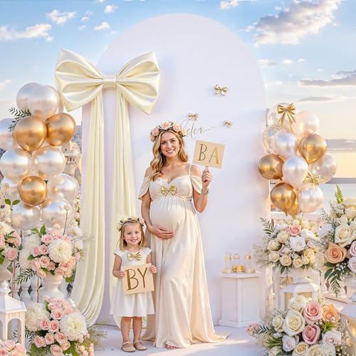 Ivory Large Bows for Backdrop Giant Bows Birthday Party Decorations Large Giant Bow Decor, Cream Giant Satin Bow Decoration for Wedding Baby Shower Birthday 47"x24" - Image 6
