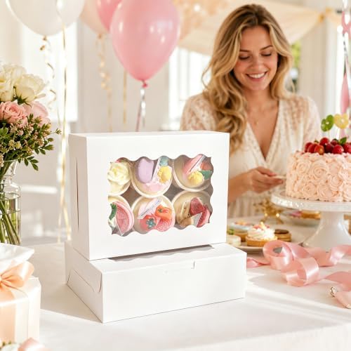 White Bakery Boxes 8x6x2.5 Inch, 50 Pack Dessert Treat Boxes with Stickers - Image 6