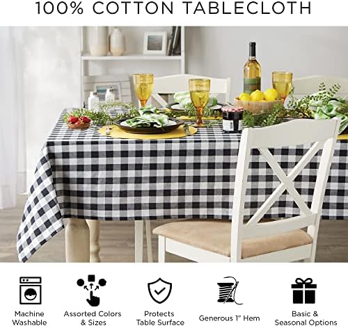 DII Buffalo Check Collection, Classic Farmhouse Tablecloth, 60 x 120, Red & Black - Image 4