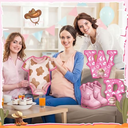 Sliner 15 Pcs Welcome Cowgirl Baby Shower Decoration 15 Inch Pink Yard Signs with Stakes Large Lawn Sign for Gender Reveal Newborn Welcome Home Outdoor Party Decoration - Image 5