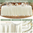 Ivory Satin Tablecloths Rectangle 6FT, Glitter Spandex Fitted Stretch Table Covers Wrinkle-Free Floor Length Shimmer Table Skirt for Weddings Parties Baby Shower Banquets Vendor Events - Image 2
