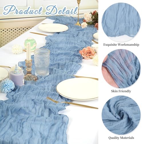 20 Pack Cheesecloth Table Runner 17 x 108 Inch, Dusty Blue - Image 3
