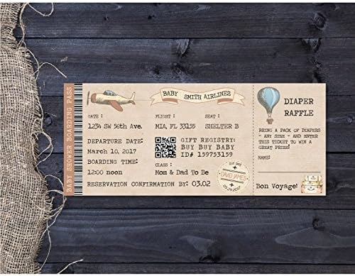 Baby Shower Ticket Invitation, Boarding Pass Ticket, Plane TicketPrintable Invitation, Digital Download, Diaper Raffle, Travel Invitation - Image 2