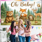 Oh Baby Woodland Baby Shower Backdrop - 10x8ft Gender Neutral Forest Animal Background for Boys Girls, Rustic Baby Shower Party Decorations, Watercolor Animal Banner for Wall Decor - Image 4