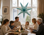 GalaxyArts 7-Point Paper Star Lantern - Striped Cutout Hanging Light Decoration - Foldable Star Lamp Shade for Home, Party, Christmas, Wedding Décor - Indoor/Outdoor Hanging Star(Turquoise) - Image 7