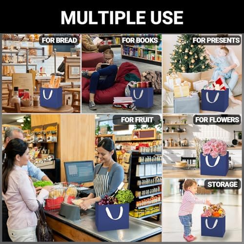 EUSOAR Large Navy Blue Gift Bags, Pack of 25 - 12.5"x4.5"x11" Paper Shopping Bags with Handles for Business, Craft, Grocery, Boutique, Party Favor, Wedding - Image 4