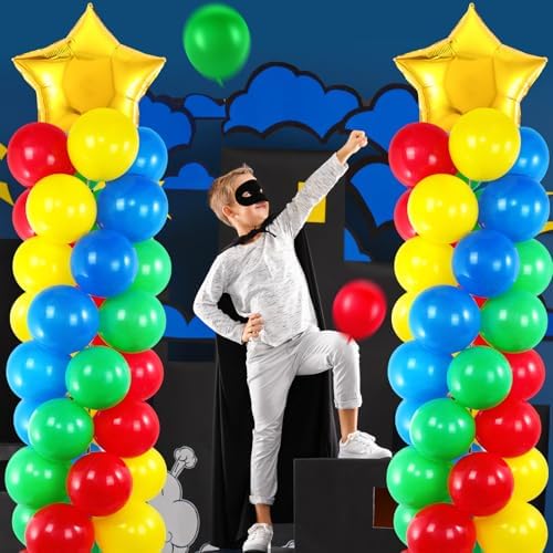 Seematn 2 Sets Balloon Stand Kit Hero Themed Party Decor 142 Pcs Adjustable Balloons Column Stand Kit 6.6 ft Arch Stands with Base Telescopic for Floor Decor for Birthday Baby Shower Party Supplies - Image 6