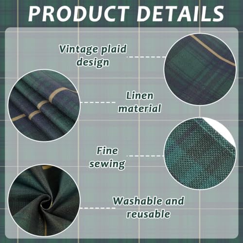 6Pcs 72 x 13'' Tartan Plaid Bear Table Runners Vintage Baby Shower Table Runner Decoration Green and Blue Plaid Tables Runners for Baby Shower Wedding Birthday Farmhouse Dining Room Kitchen Decor - Image 3