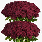 Auihiay 60PCS Burgundy Artificial Roses Bulk, Velvet Silk Fake Roses by Auihiay