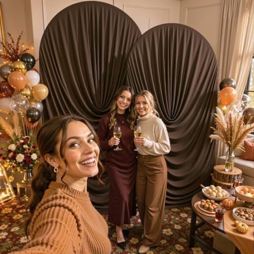 Brown Wedding Arch Backdrop Cover 7.2ft and 6ft Draped Arch Covers Stretchy Backdrop Spandex Balloon Arch Covers for Bridal Shower Baby Shower Engagement Photography Birthday Party Decorations - Image 2