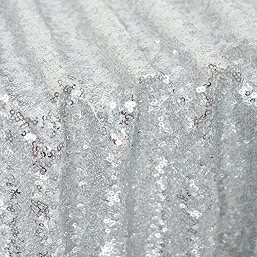 Poise3EHome Silver Sequin Tablecloth 90×156 Inch Rectangle Sparkly Fabric Table Cloth for Birthday Wedding Party Christmas Holiday Baby Shower Decoration - Image 5