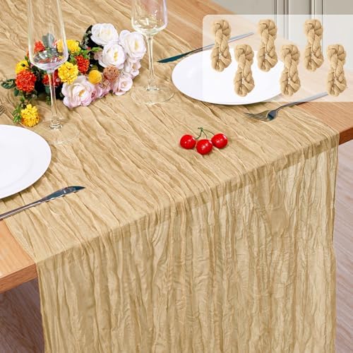6 Pack Cheesecloth Table Runner 10Ft Christmas Gauze Boho Table Runners for Wedding Decor Bridal Shower Decorations(35" x 120") by Home