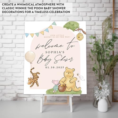 Andaz Press Personalized Classic Bear Baby Shower Decorations, “Our Little Honey Is on the Way” Custom Baby Shower Welcome Sign Decor, Vintage Classic Bear Decorations - Image 3