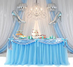 5 Pcs Princess Party Decor Blue Silver Sequin Tulle Table Skirt 30 x 108 in by Windkream