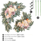 Faux Flower Swag Set of 2 for Wedding Welcome Signs Floral Swag Wedding Reception Ceremony Signs Decor (Champagne) - Image 2