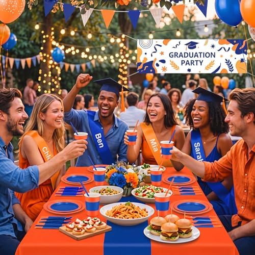 Funnymoom 452 Pcs Orange and Blue Party Decoration Supply for 50 Guest - Image 5