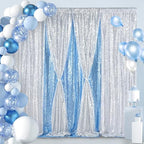 Silver Sequin Backdrop 7ft x 7ft Glitter Photo Booth Backdrop Curtains - Image 4