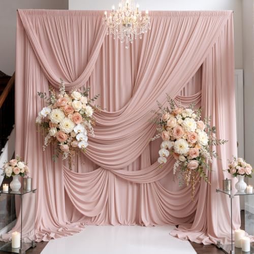 10ft×15ft Dusty Pink Backdrop Curtain for Wedding Parties by PartyVillage