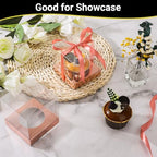 EUSOAR Rose Cupcake Boxes, 100 Packs 3.5 Inch Clear Single Individual Pastry Cupcake Containers with Inserts, Dessert Muffins Holder Disposable Cake Carrier for Wedding Party Favor Decor-Rose Gold - Image 5