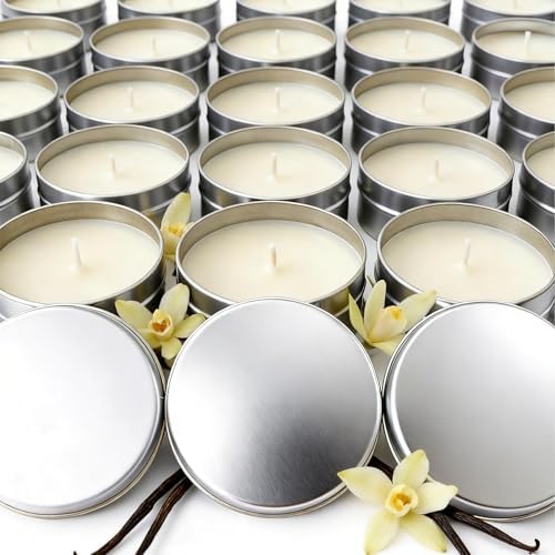 50 Pcs 2oz Bulk Mini Vanilla Scented Soy Candle Set, Wedding Favors for Guests, Natural Soy Wax, Perfect for Party Favors, Home Decor & Event Supplies by Trxvxo